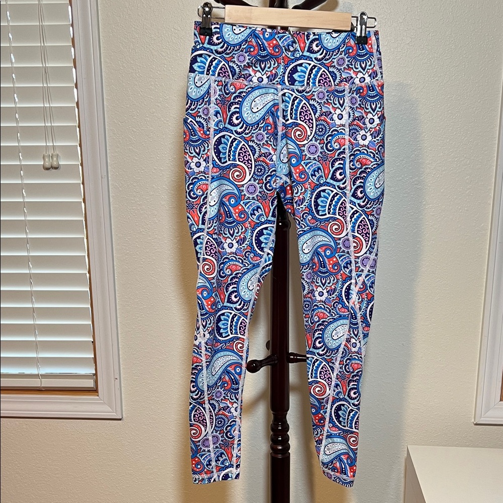 Simply Southern Paisley Leggings - Orange, Blue, White